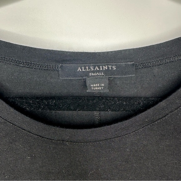 All Saints Classic Black Modal Silk Short Sleeve Top Size Small - Picture 2 of 4